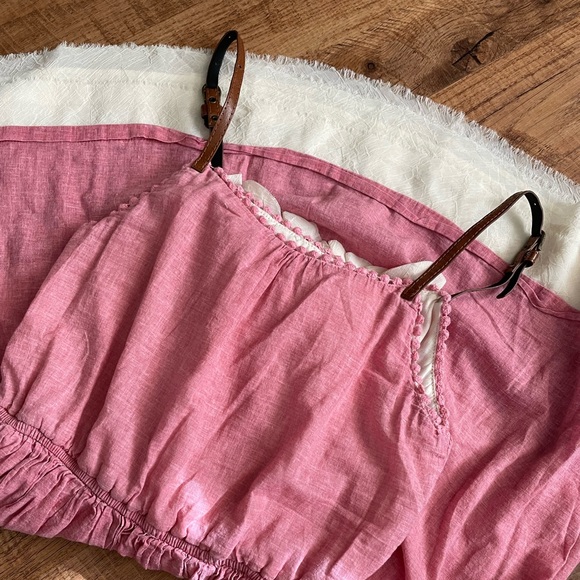 Ciel Pink Dress with leather straps and cream details - Picture 6 of 9